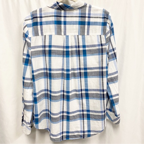 Style & Co. White & Blue Plaid Button Down Shirt - Picture 6 of 10